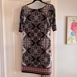Eliza J Print Elbow Sleeve Dress SZ 4